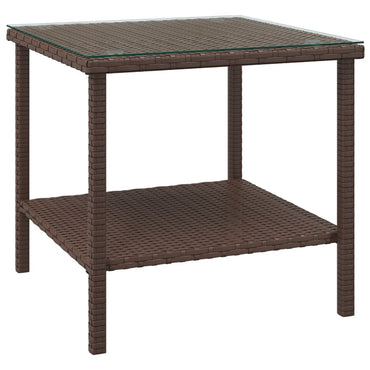 vidaXL Table d'appoint marron 45x45x45 cm Résine tressée et verre trempé