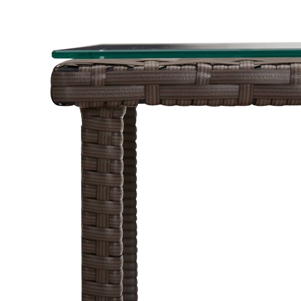 vidaXL Table d'appoint marron 45x45x45 cm Résine tressée et verre trempé