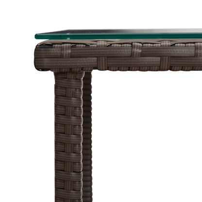 vidaXL Table d'appoint marron 45x45x45 cm Résine tressée et verre trempé