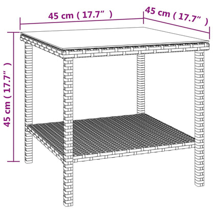 vidaXL Table d'appoint marron 45x45x45 cm Résine tressée et verre trempé