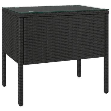 vidaXL Table d'appoint noir 53x37x48 cm en résine tressée et verre trempé
