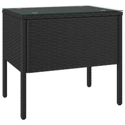 vidaXL Table d'appoint noir 53x37x48 cm en résine tressée et verre trempé