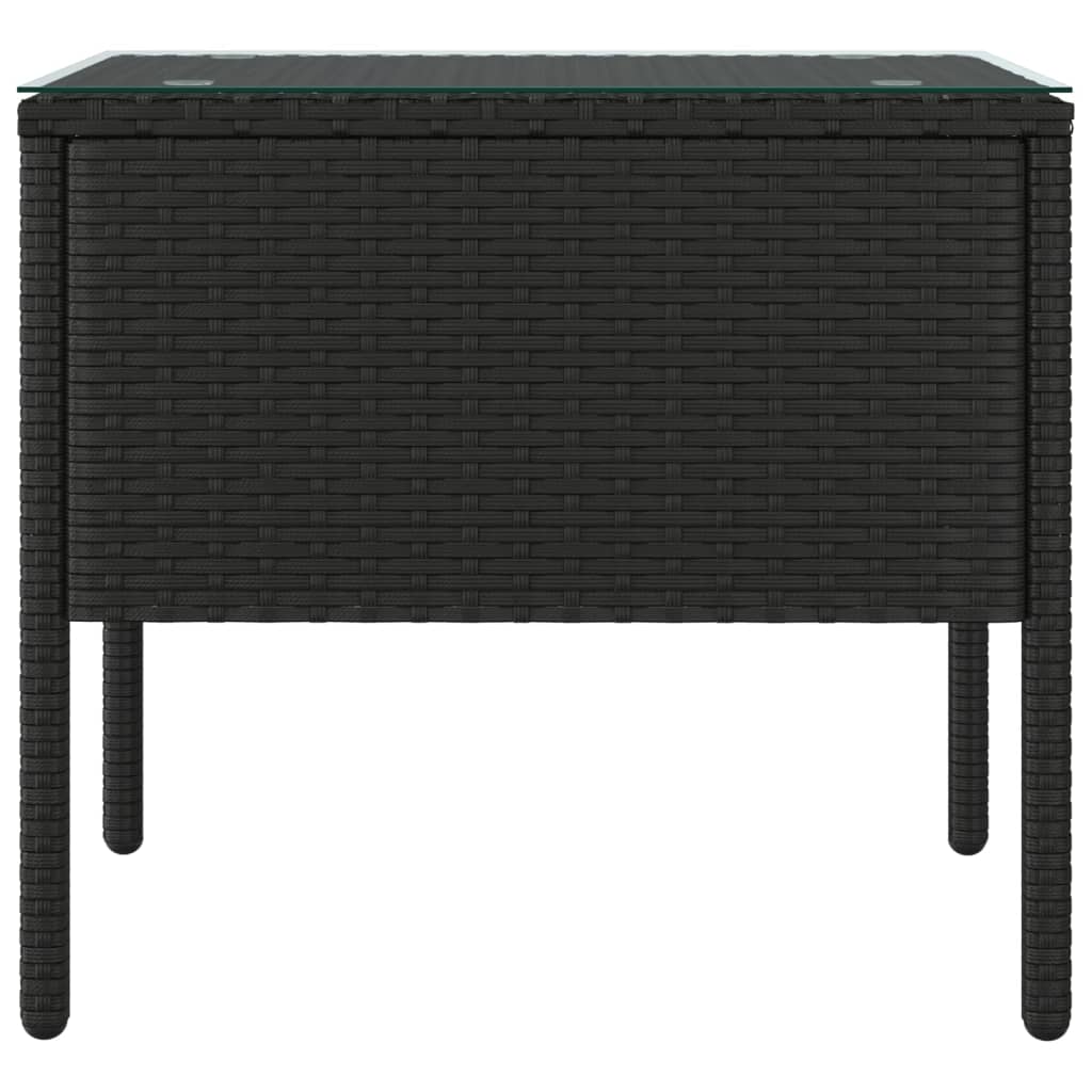 vidaXL Table d'appoint noir 53x37x48 cm en résine tressée et verre trempé