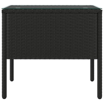 vidaXL Table d'appoint noir 53x37x48 cm en résine tressée et verre trempé
