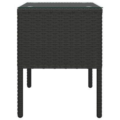 vidaXL Table d'appoint noir 53x37x48 cm en résine tressée et verre trempé