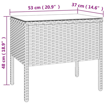 vidaXL Table d'appoint noir 53x37x48 cm en résine tressée et verre trempé
