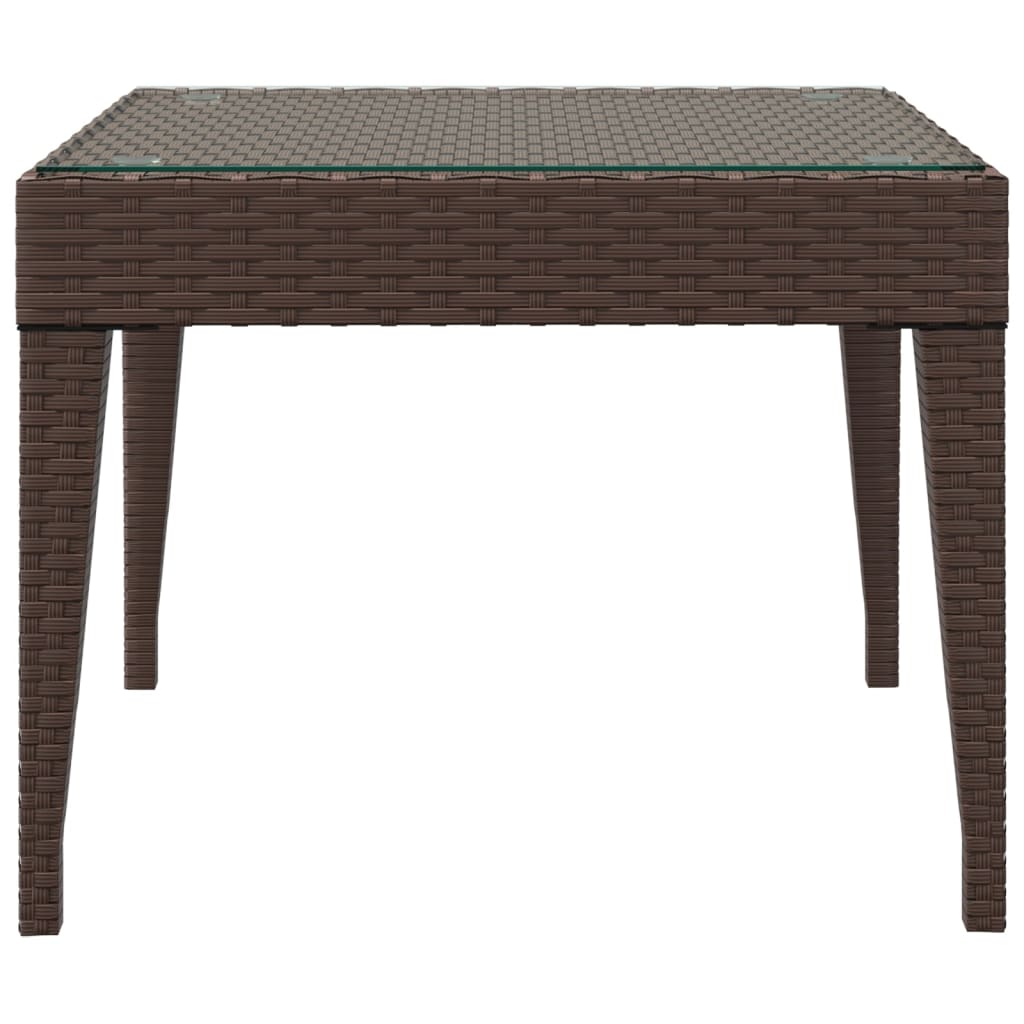 vidaXL Table d'appoint marron 50x50x38 cm résine tressée et verre trempé