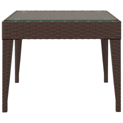 vidaXL Table d'appoint marron 50x50x38 cm résine tressée et verre trempé