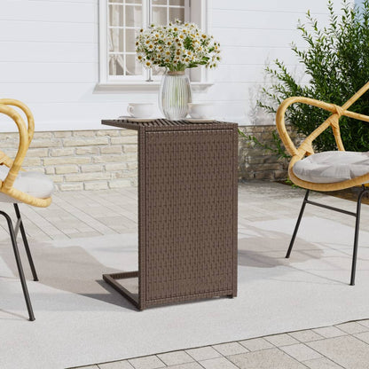 vidaXL Table d'appoint en C polyrotin marron 40x35x60 cm
