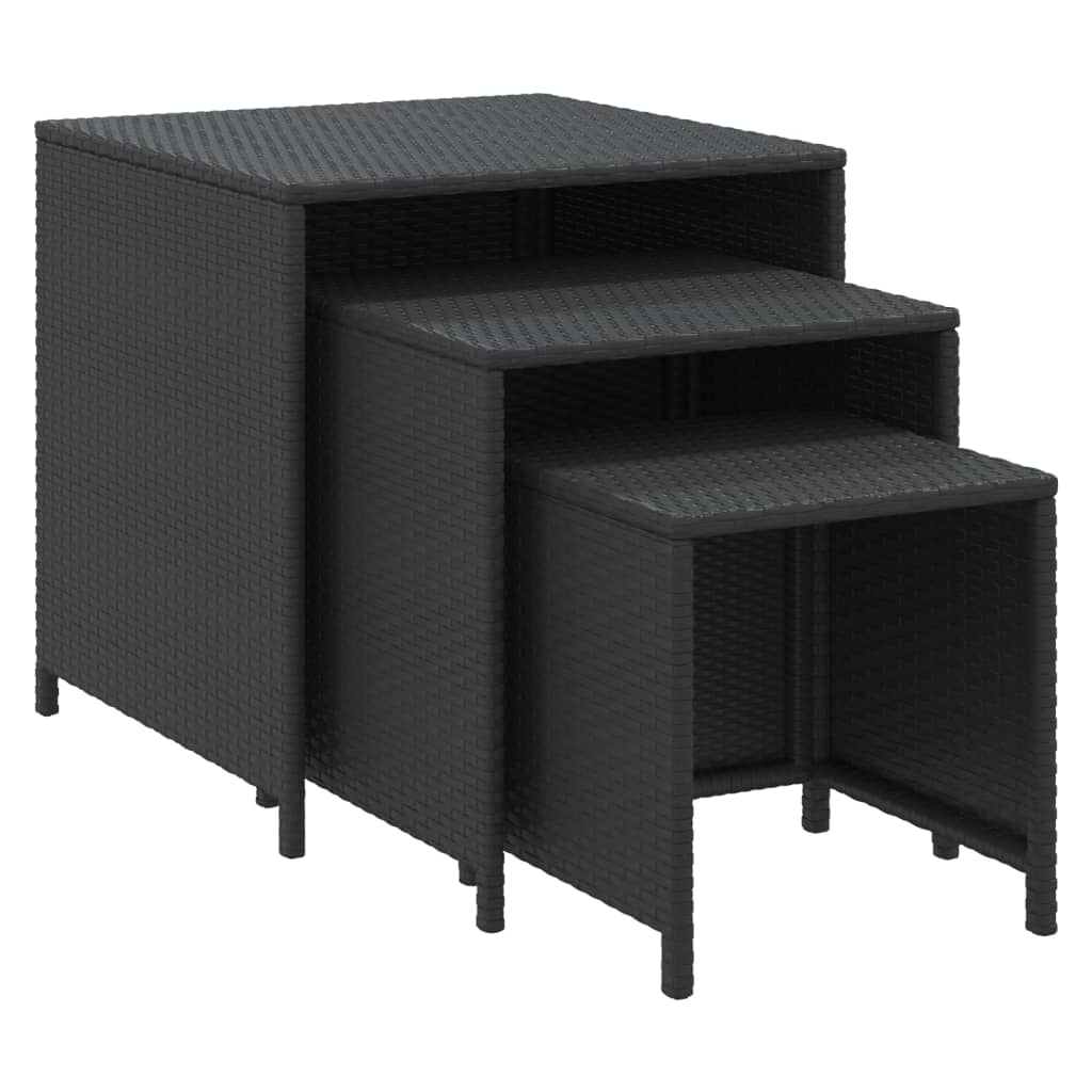 vidaXL Tables gigognes 3 pcs Noir Résine tressée