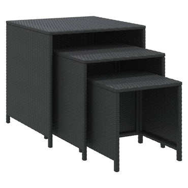 vidaXL Tables gigognes 3 pcs Noir Résine tressée