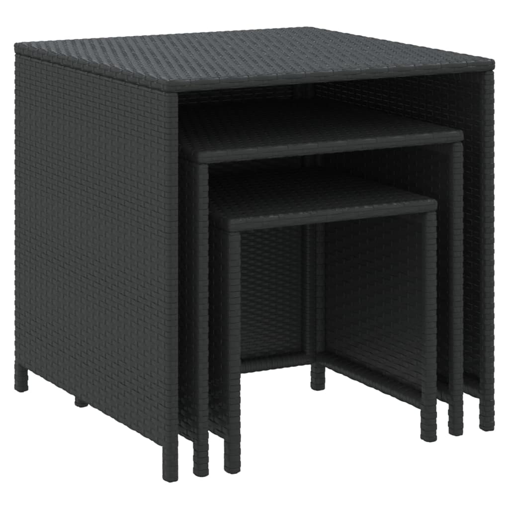 vidaXL Tables gigognes 3 pcs Noir Résine tressée