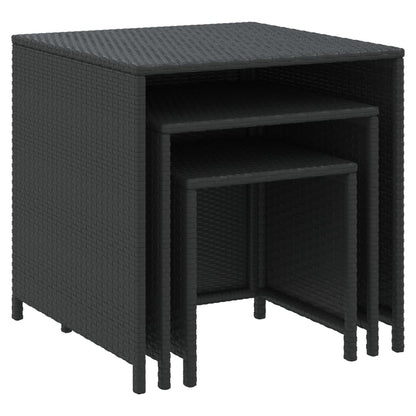 vidaXL Tables gigognes 3 pcs Noir Résine tressée