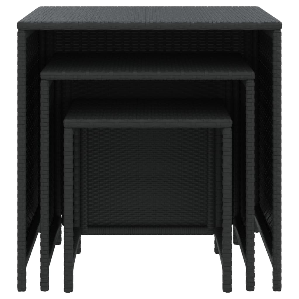 vidaXL Tables gigognes 3 pcs Noir Résine tressée