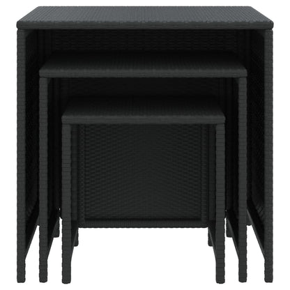 vidaXL Tables gigognes 3 pcs Noir Résine tressée