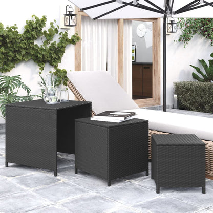vidaXL Tables gigognes 3 pcs Noir Résine tressée
