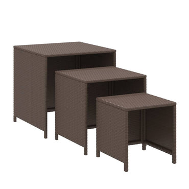vidaXL Tables gigognes 3 pcs. Marron Résine tressée