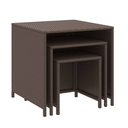vidaXL Tables gigognes 3 pcs. Marron Résine tressée