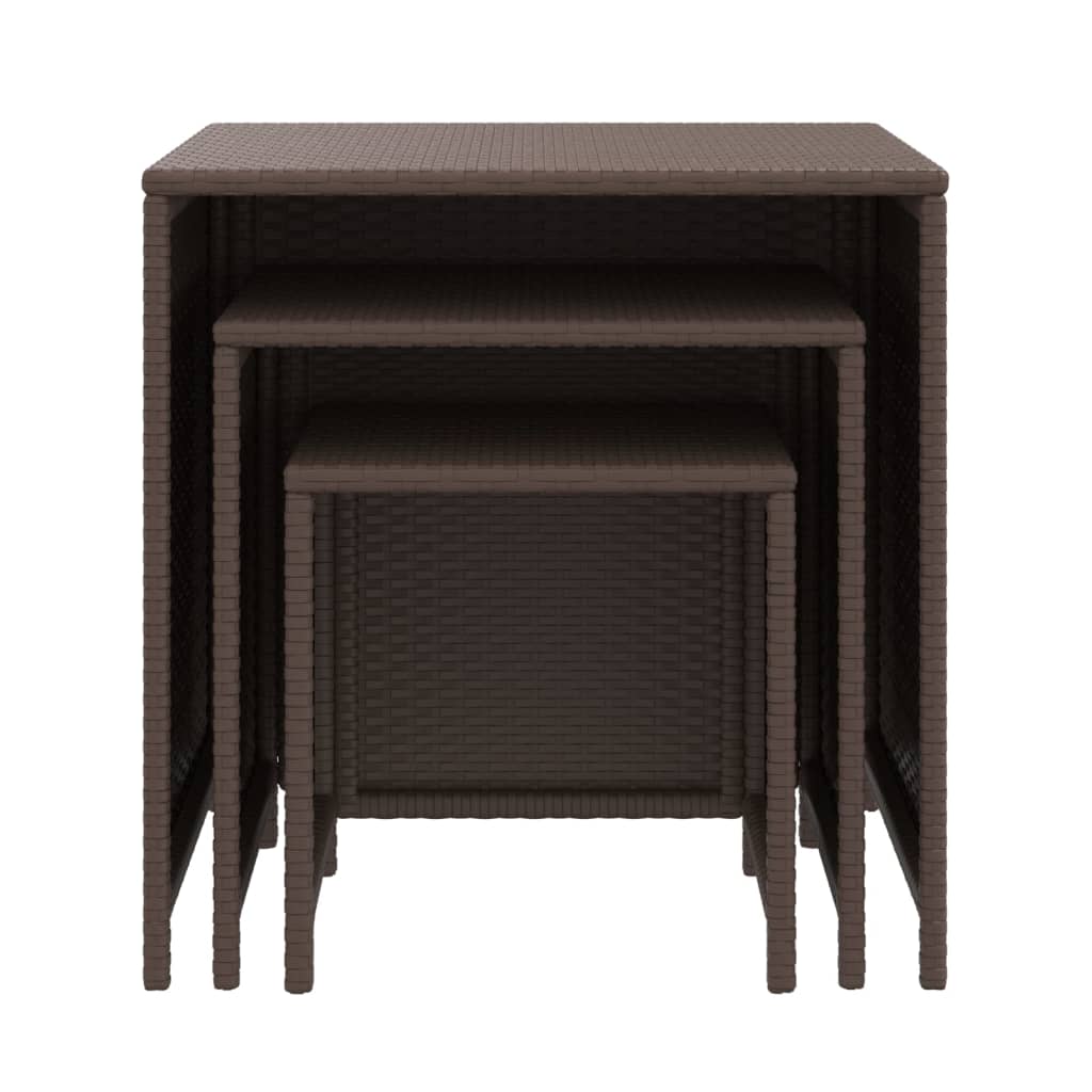 vidaXL Tables gigognes 3 pcs. Marron Résine tressée