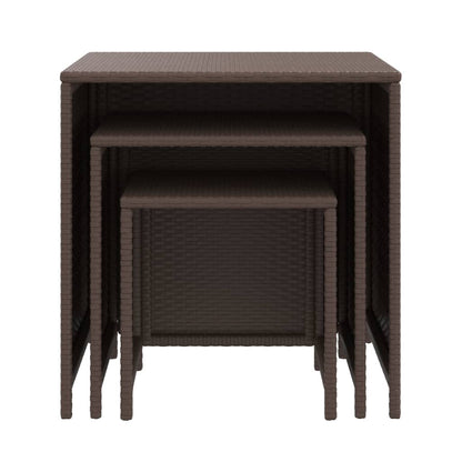 vidaXL Tables gigognes 3 pcs. Marron Résine tressée