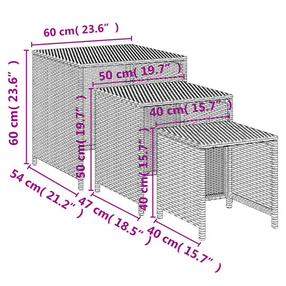 vidaXL Tables gigognes 3 pcs. Marron Résine tressée