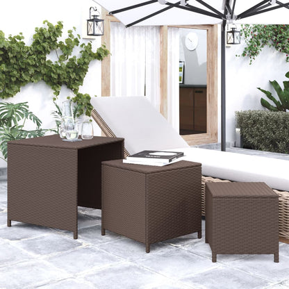 vidaXL Tables gigognes 3 pcs. Marron Résine tressée