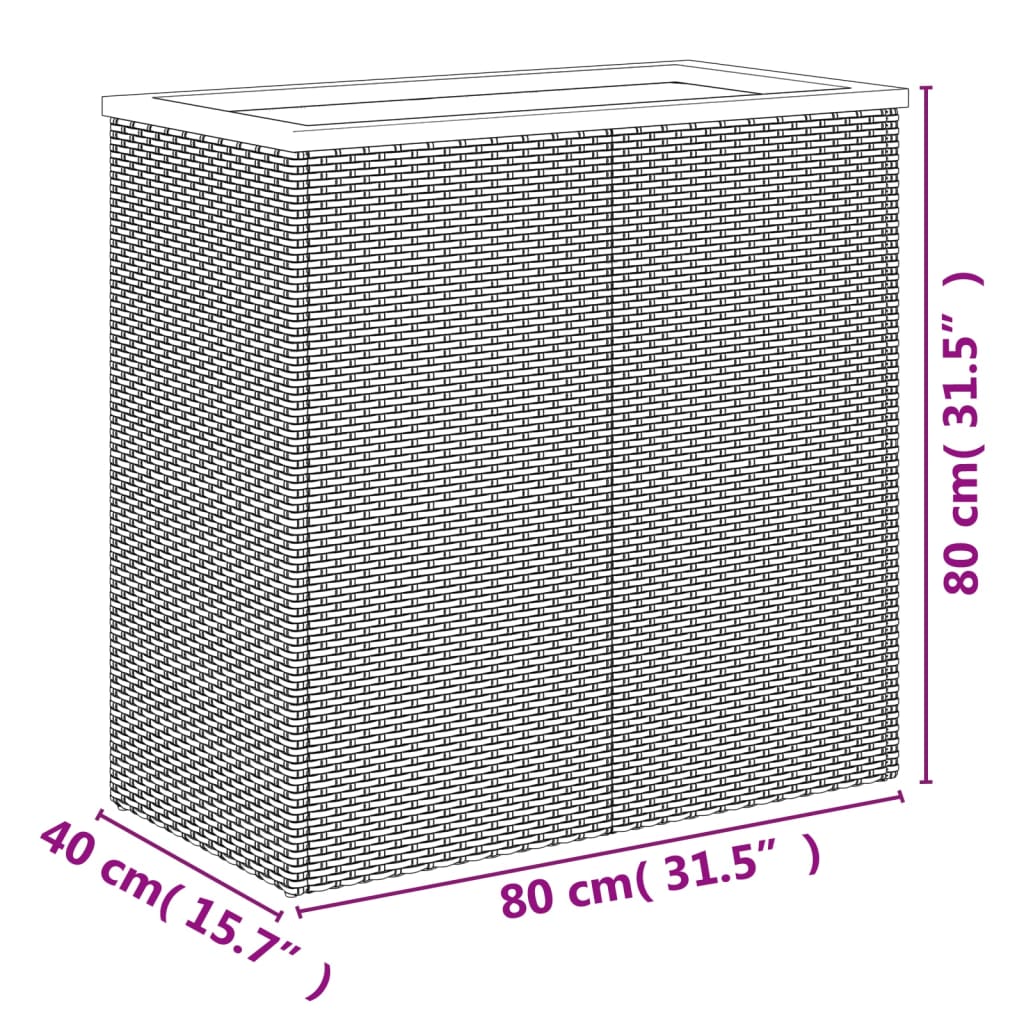 vidaXL Pflanzkübel Schwarz 80x40x80 cm Poly Rattan