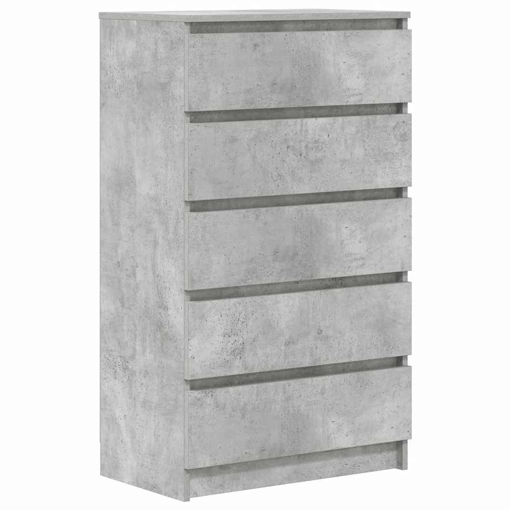 vidaXL Commode de rangement gris béton 60x36x103 cm en bois d'ingénierie
