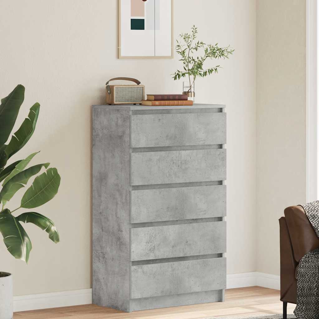 vidaXL Commode de rangement gris béton 60x36x103 cm en bois d'ingénierie