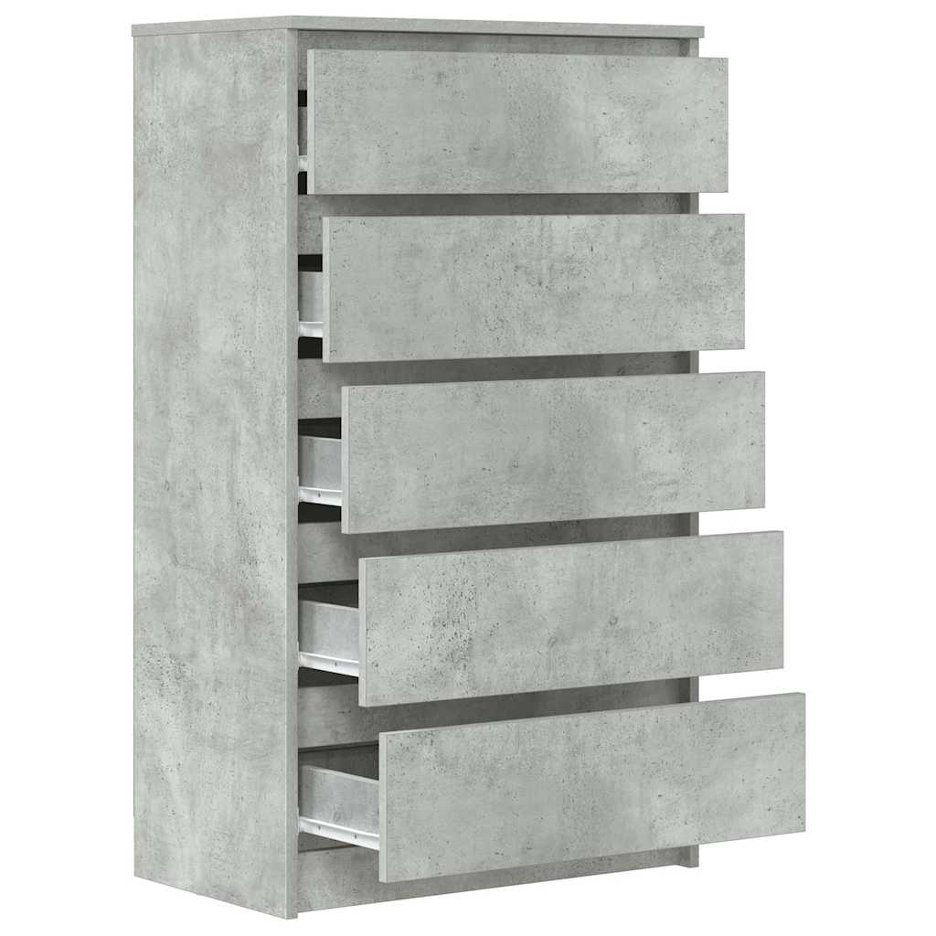 vidaXL Commode de rangement gris béton 60x36x103 cm en bois d'ingénierie