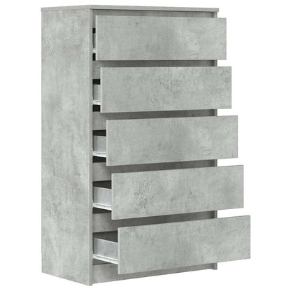 vidaXL Commode de rangement gris béton 60x36x103 cm en bois d'ingénierie