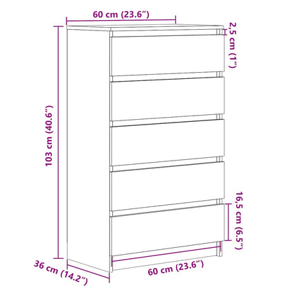 vidaXL Commode de rangement gris béton 60x36x103 cm en bois d'ingénierie