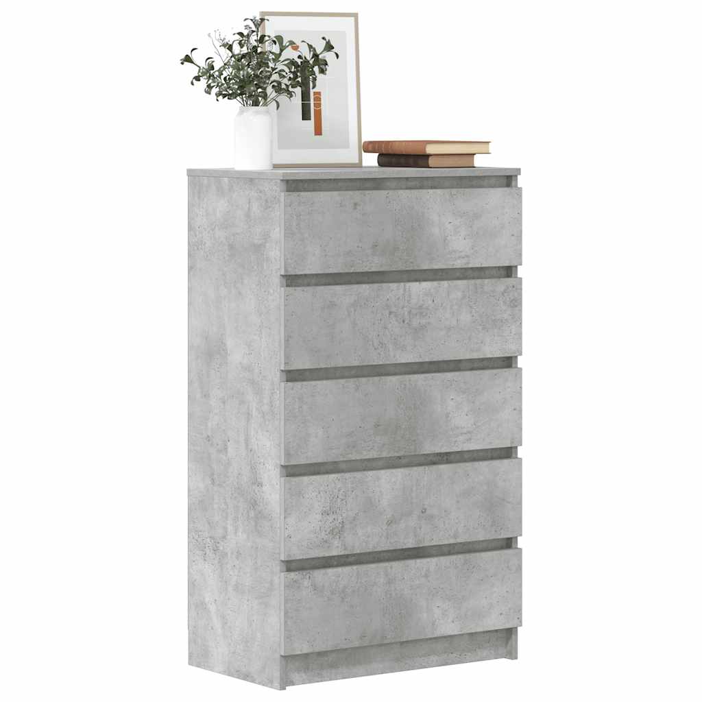 vidaXL Commode de rangement gris béton 60x36x103 cm en bois d'ingénierie