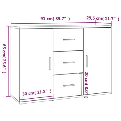 vidaXL Sideboard Weiß 91x29,5x65 cm Holzwerkstoff
