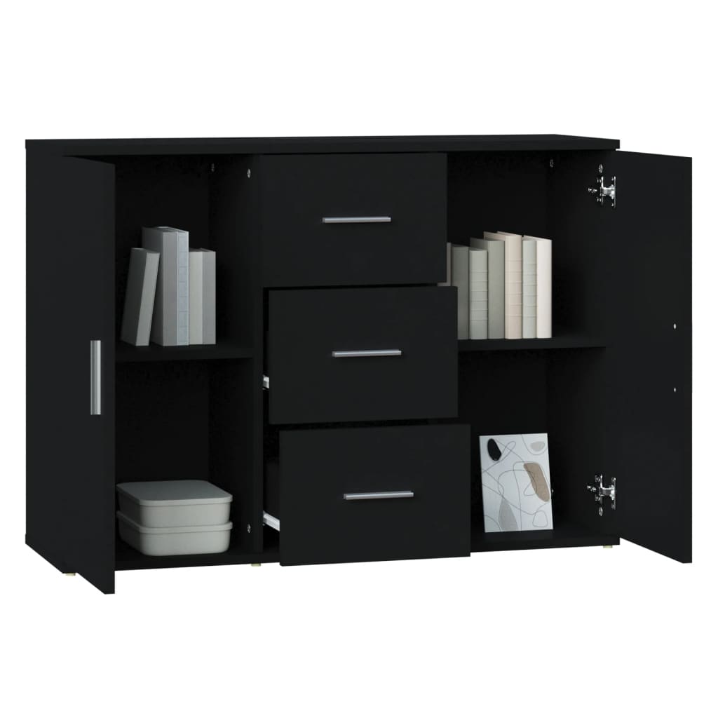 vidaXL Commode noire 91x29,5x65 cm Bois d'ingénierie