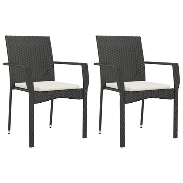 vidaXL Gartenstühle mit Kissen 2 Stk. Poly Rattan Schwarz
