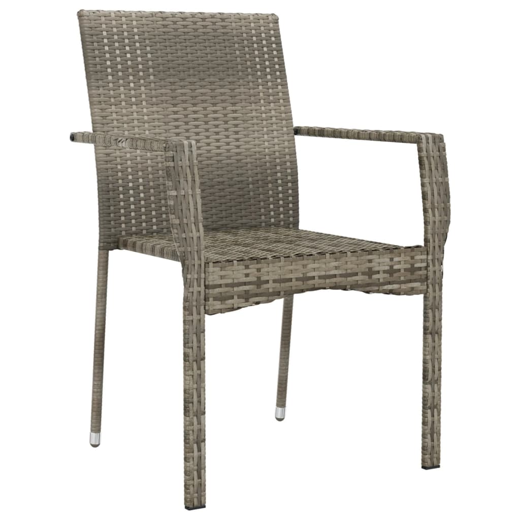 vidaXL Gartenstühle mit Kissen 2 Stk. Poly Rattan Grau