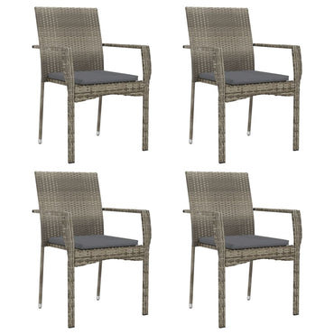 vidaXL Gartenstühle mit Kissen 4 Stk. Poly Rattan Grau