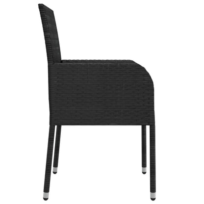 vidaXL Gartenstühle mit Kissen 2 Stk. Poly Rattan Schwarz