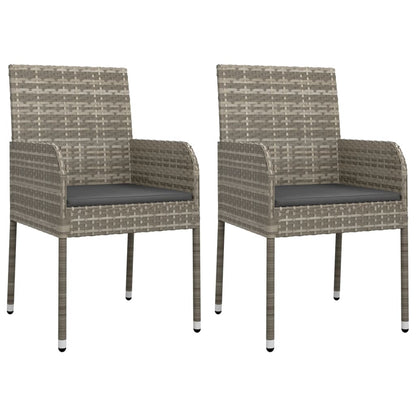 vidaXL Gartenstühle mit Kissen 2 Stk. Poly Rattan Grau