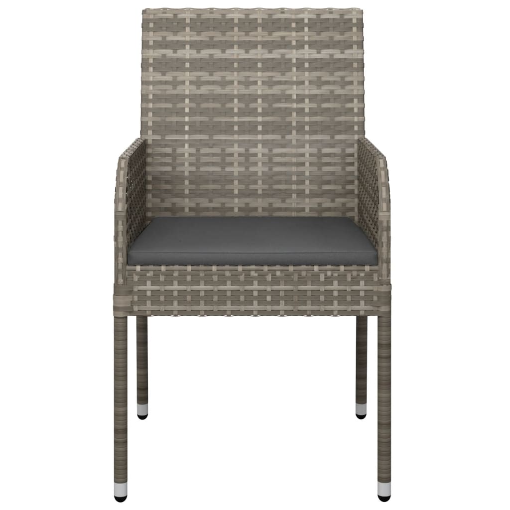 vidaXL Gartenstühle mit Kissen 2 Stk. Poly Rattan Grau
