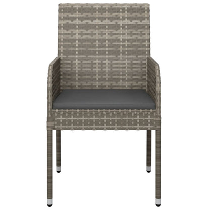 vidaXL Gartenstühle mit Kissen 2 Stk. Poly Rattan Grau