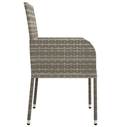 vidaXL Gartenstühle mit Kissen 2 Stk. Poly Rattan Grau