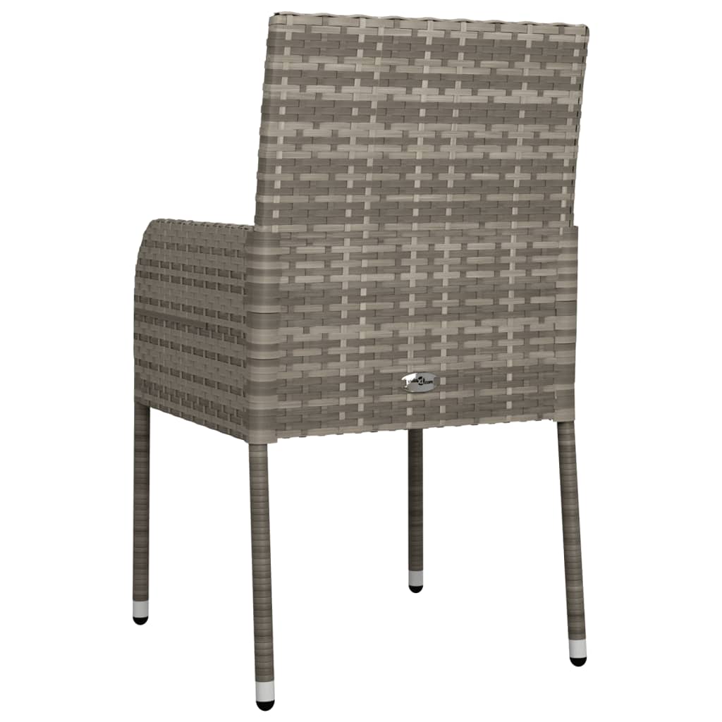 vidaXL Gartenstühle mit Kissen 2 Stk. Poly Rattan Grau