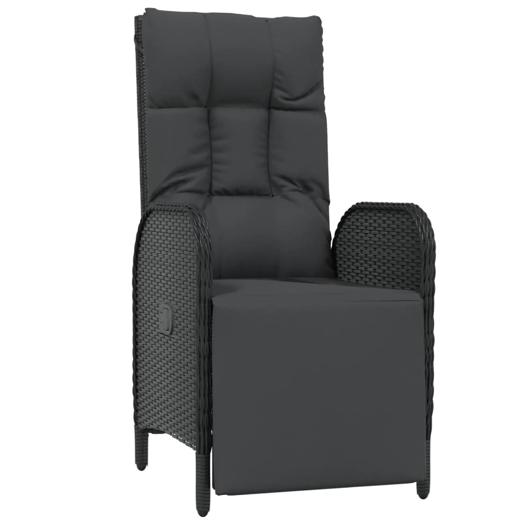 vidaXL Garten-Relaxsessel mit Kissen 2 Stk. Poly Rattan Schwarz