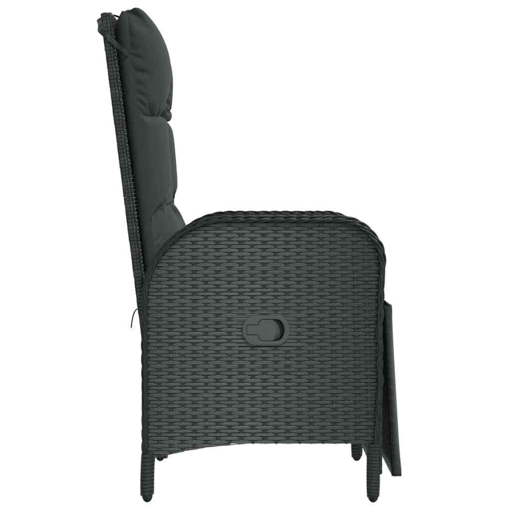 vidaXL Garten-Relaxsessel mit Kissen 2 Stk. Poly Rattan Schwarz