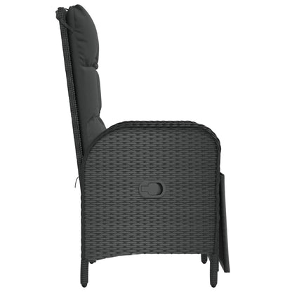 vidaXL Garten-Relaxsessel mit Kissen 2 Stk. Poly Rattan Schwarz