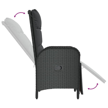 vidaXL Garten-Relaxsessel mit Kissen 2 Stk. Poly Rattan Schwarz