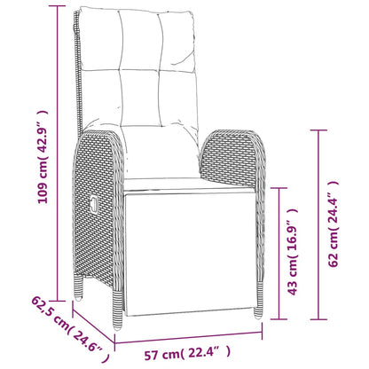vidaXL Garten-Relaxsessel mit Kissen 2 Stk. Poly Rattan Schwarz