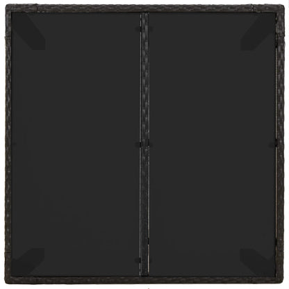vidaXL Gartentisch mit Glasplatte Schwarz 90x90x75 cm Poly Rattan